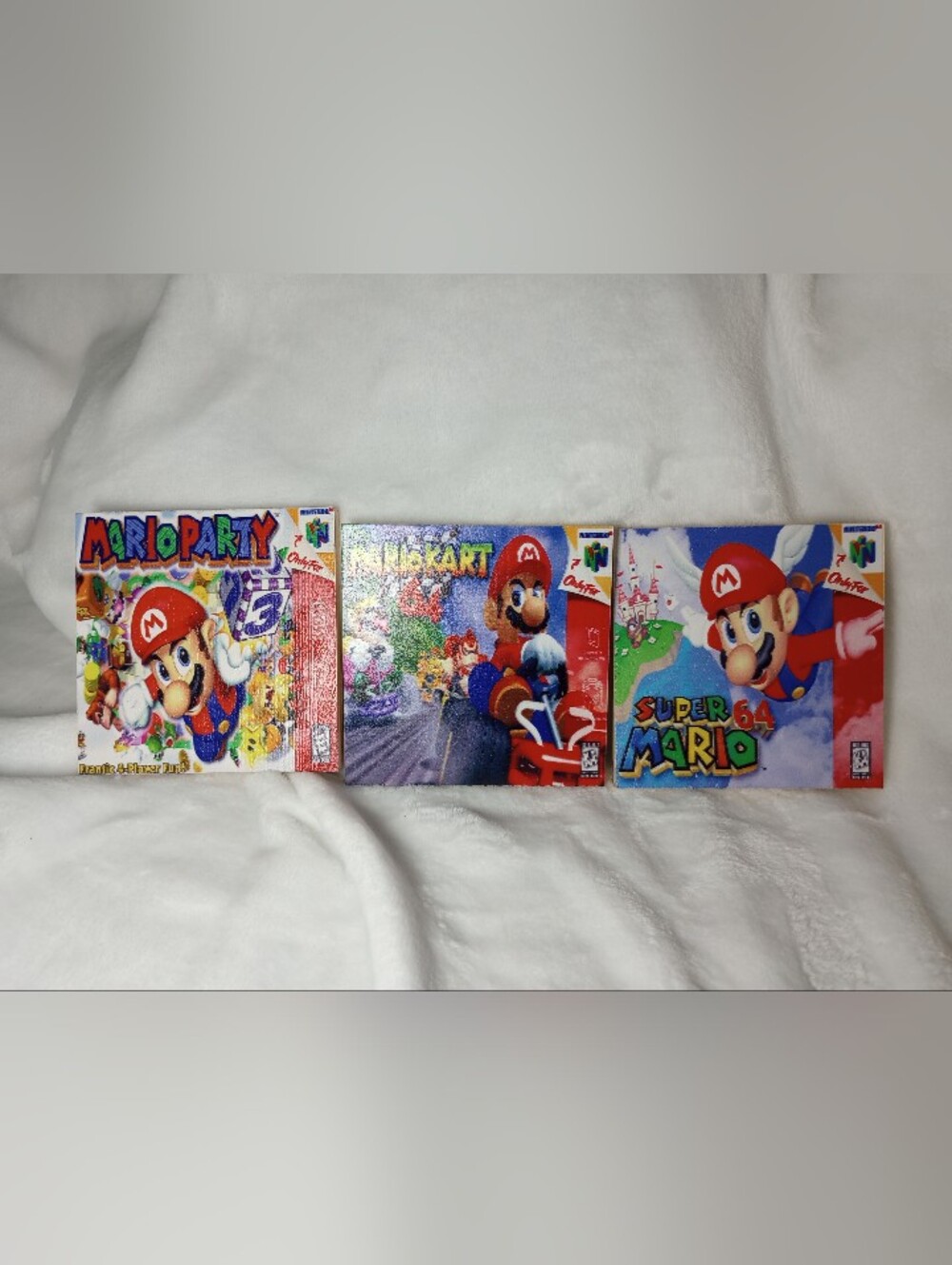 Super Mario Bros Mario Kart Party Teen Bedroom Gamer Decor 3 Wooden Blocks  N64